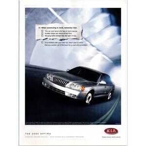 2003 Kia Optima EX Sedan Vintage Print Ad Waterfall Grill Compact Car Wall Art